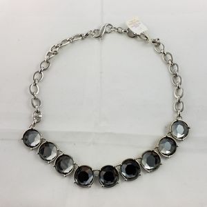 Lia Sophia gray faceted large cabochon necklace NWT